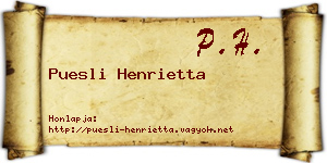 Puesli Henrietta névjegykártya